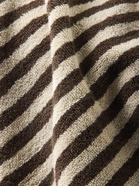 Wide Stripe Cotton Hand Towel -  Cocoa/Bone