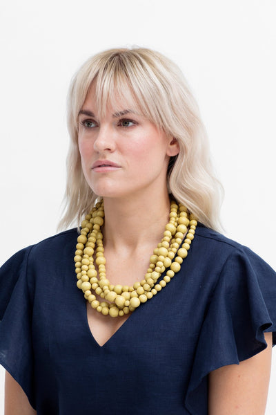 Aari Multi Strand Necklace | Lemon Yellow