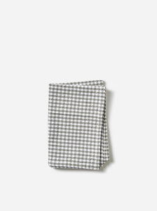 Gingham Washed Cotton Tea Towel |  Grey