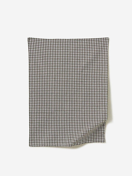 Gingham Washed Cotton Tea Towel | Olive