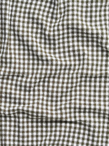 Gingham Washed Cotton Tea Towel | Olive