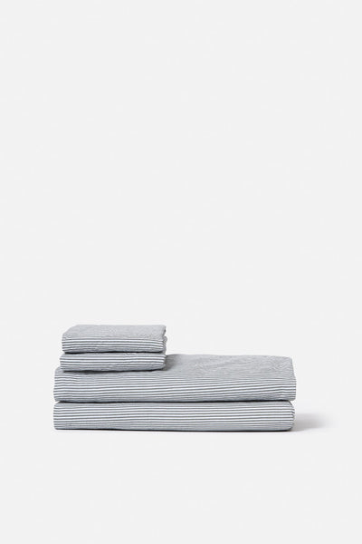 Stripe Organic Cotton Fitted Sheet | Olive QN