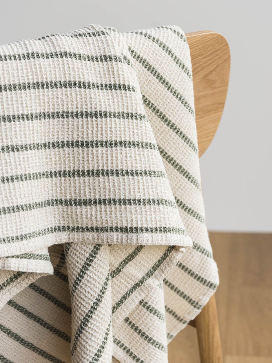 Stripe Waffle Hand Towel | Olive