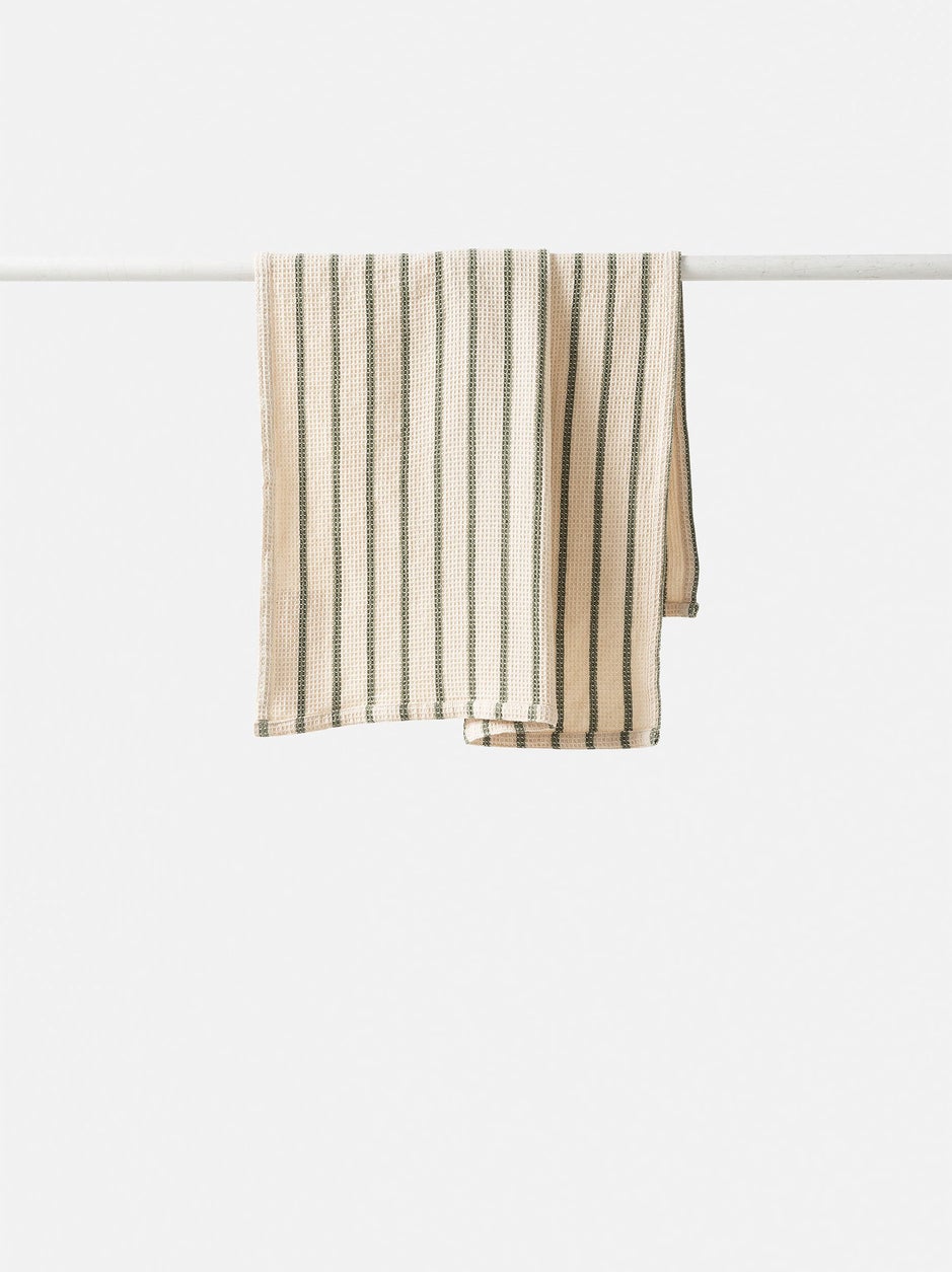 Stripe Waffle Bath Towel | Olive